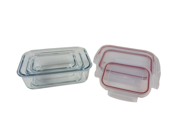 3er Set Frischhaltedosen aus Glas mit Deckel